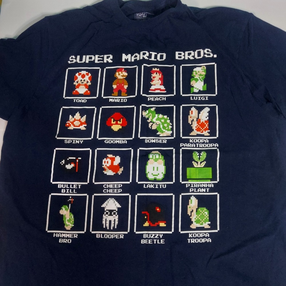 Super Mario Bros Size Large 42/44‎ Character Tee-NAVY Gamers Cartoon Cosplay